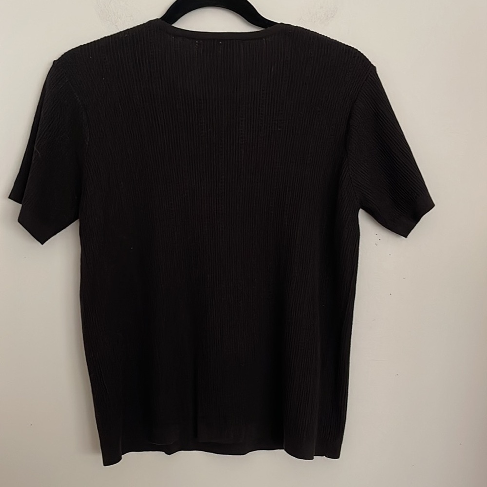 Talbots Black Silk Cotton Shortsleeved Sweater - Picture 3 of 7